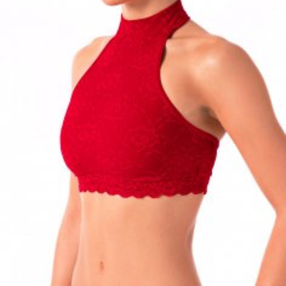 Dragonfly Lace Red Sports Bra Dance Pole Aerial